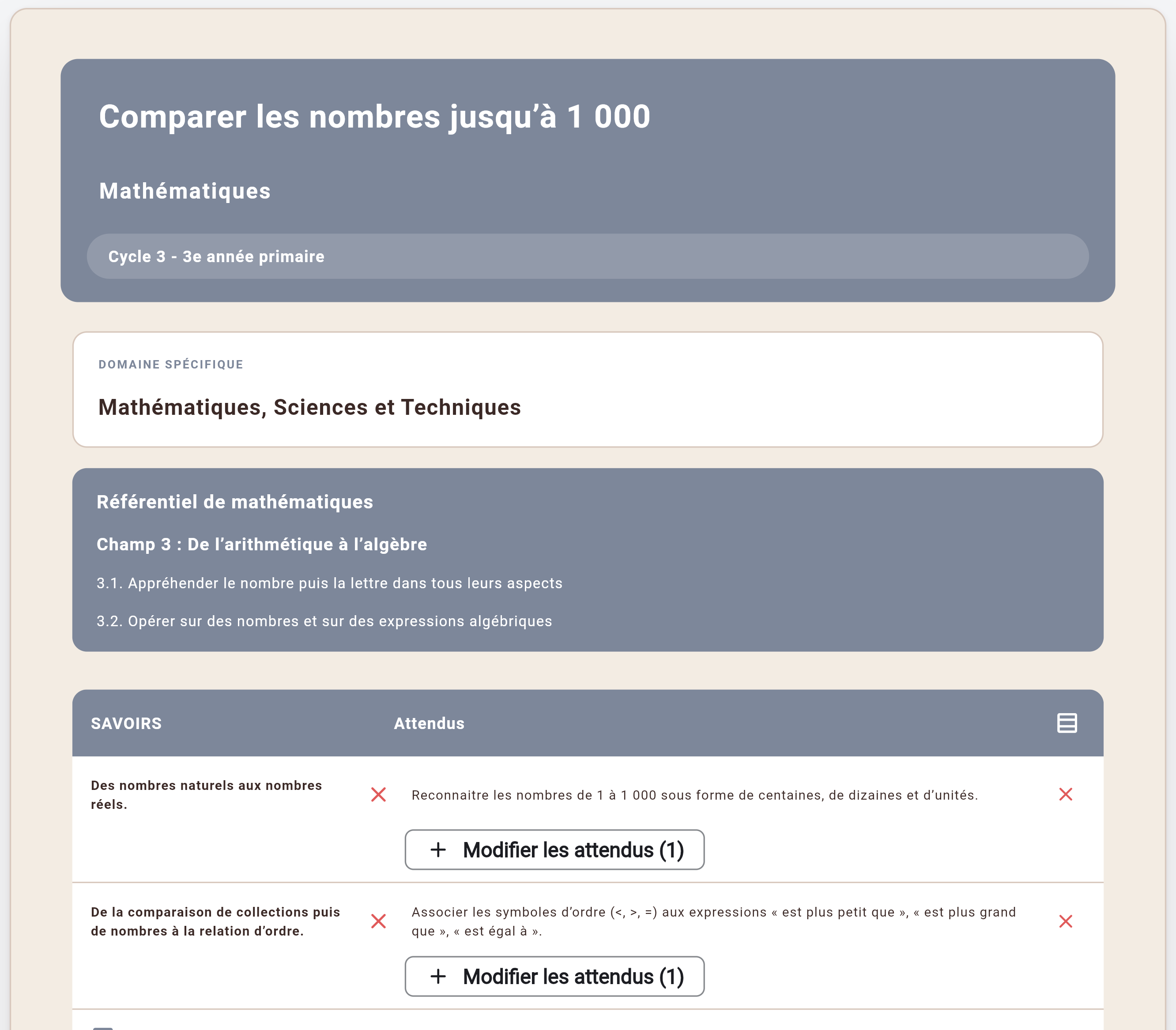 Le contexte pédagogique complet de la préparation reliée à une activité