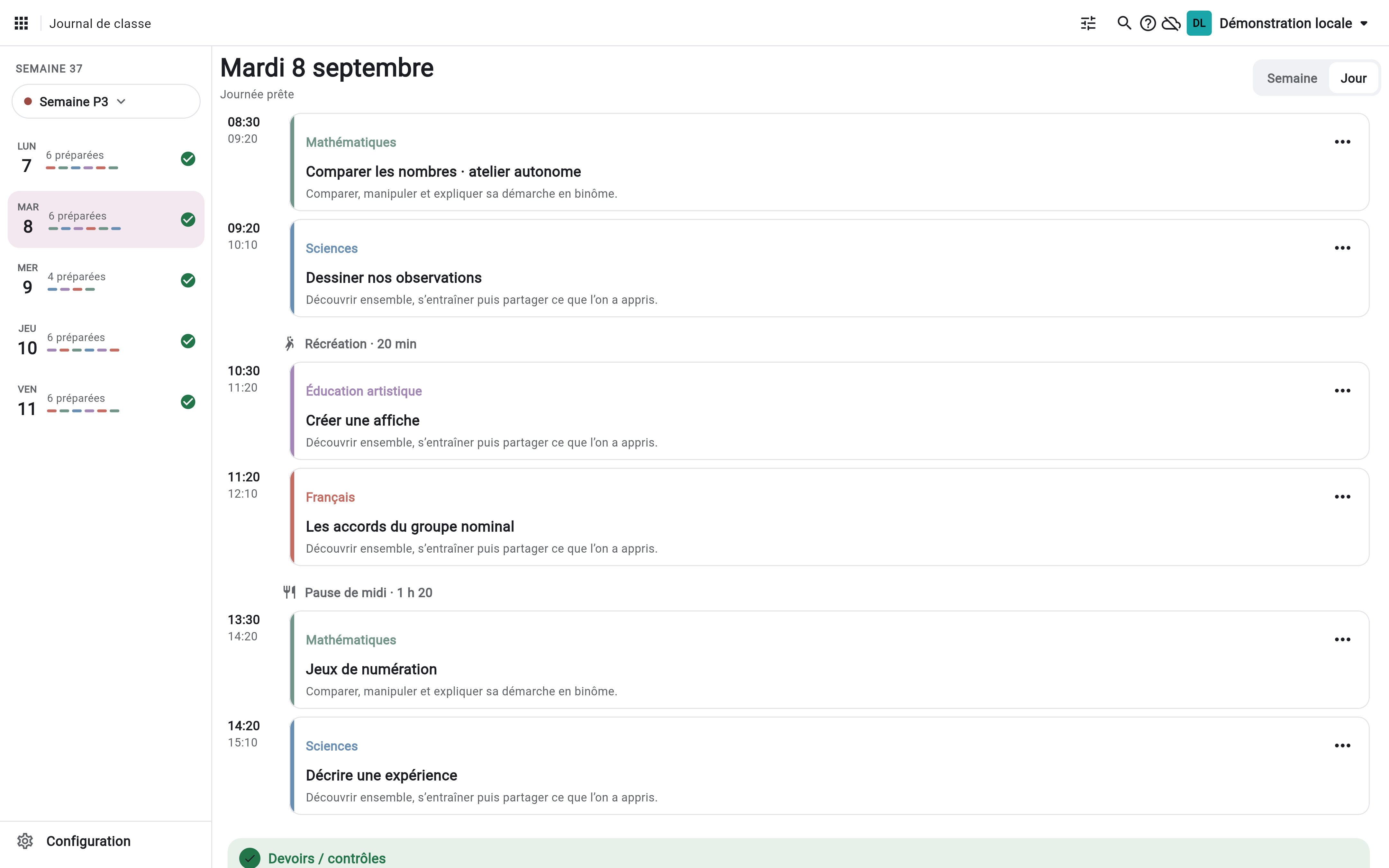 Le journal consultable sur l’appareil pendant une coupure de connexion